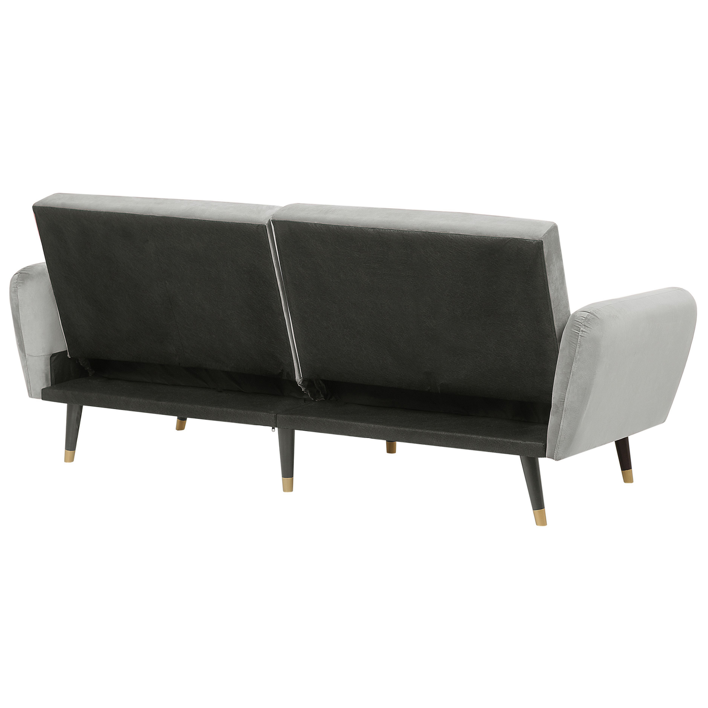 Sofa Bed Light Grey Sleeper Convertible Velvet Upholstery Elegant Glam Modern Living Room Bedroom Beliani