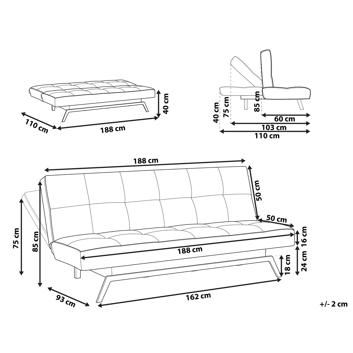 Sofa Bed Multicolour Patchwork Fabric Upholstery 3 Seater Click Clack Mechanism Beliani
