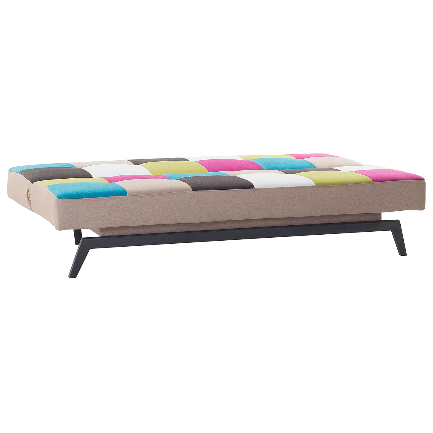 Sofa Bed Multicolour Patchwork Fabric Upholstery 3 Seater Click Clack Mechanism Beliani