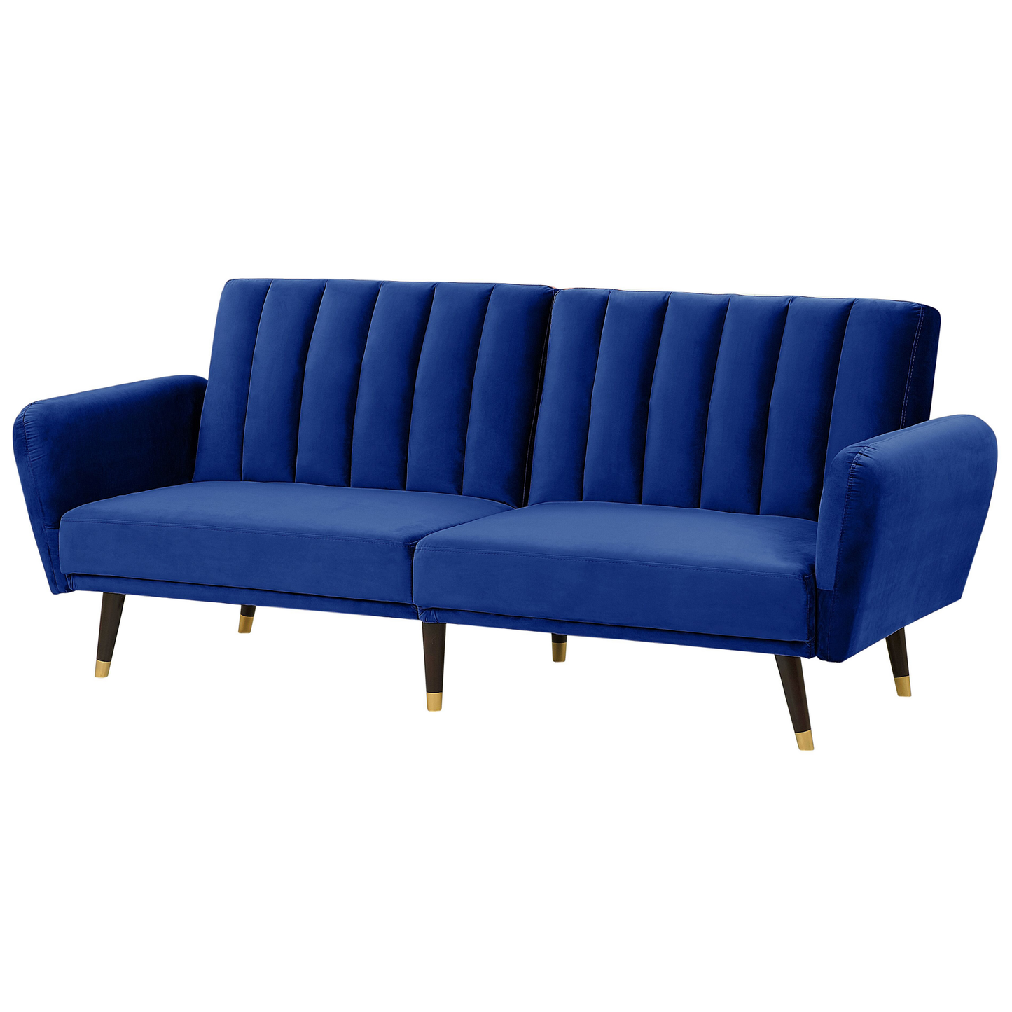 Sofa Bed Navy Blue Sleeper Convertible Velvet Upholstery Elegant Glam Modern Living Room Bedroom Beliani