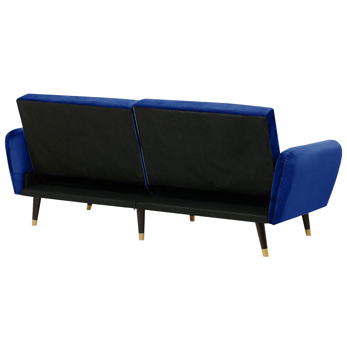 Sofa Bed Navy Blue Sleeper Convertible Velvet Upholstery Elegant Glam Modern Living Room Bedroom Beliani