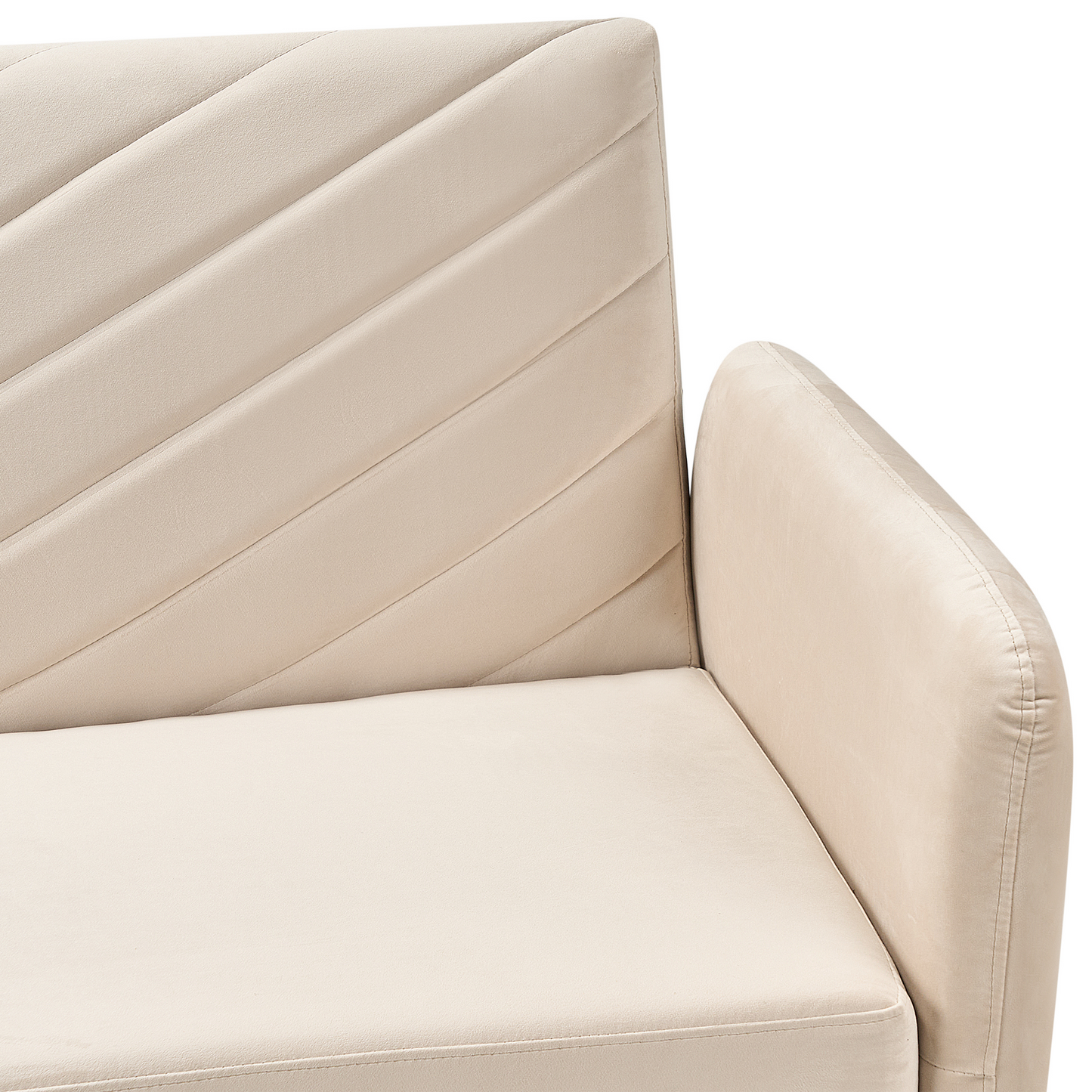 Sofa Bed Beige Velvet Fabric Retro Living Room 3 Seater Wooden Legs Track Arms Beliani