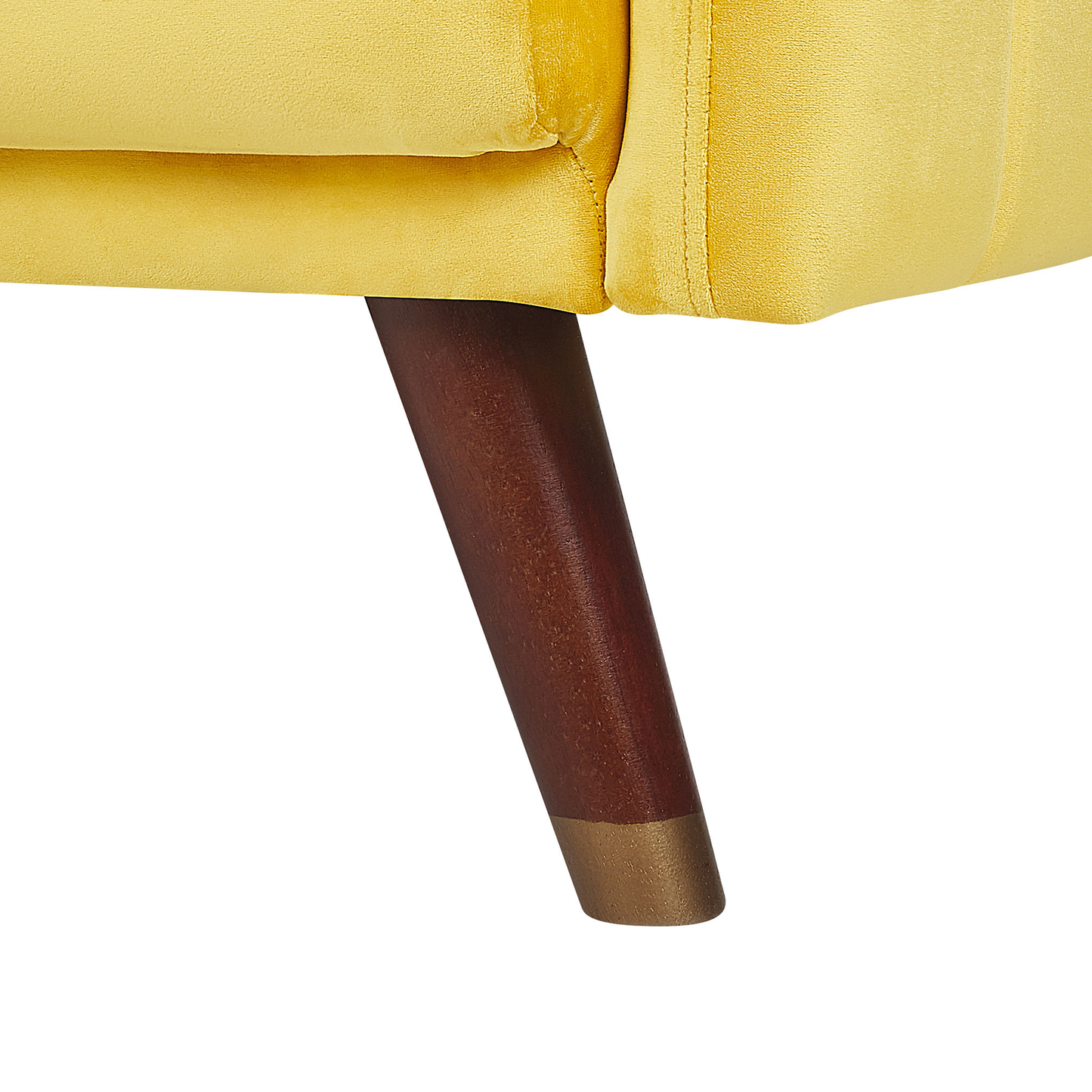 Sofa Bed Yellow Velvet Fabric Retro Living Room 3 Seater Wooden Legs Track Arms Beliani