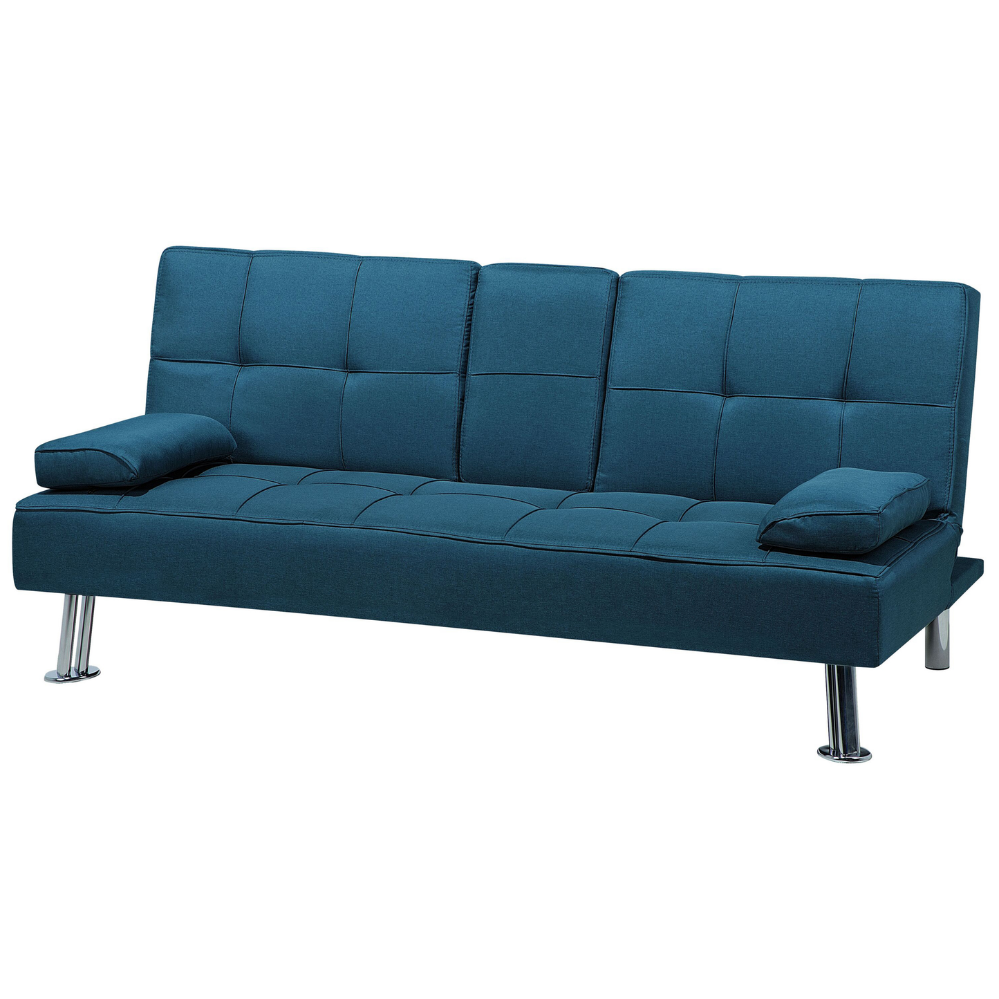 Sofa Bed Blue 3 Seater Drop Down Table Click Clack Beliani