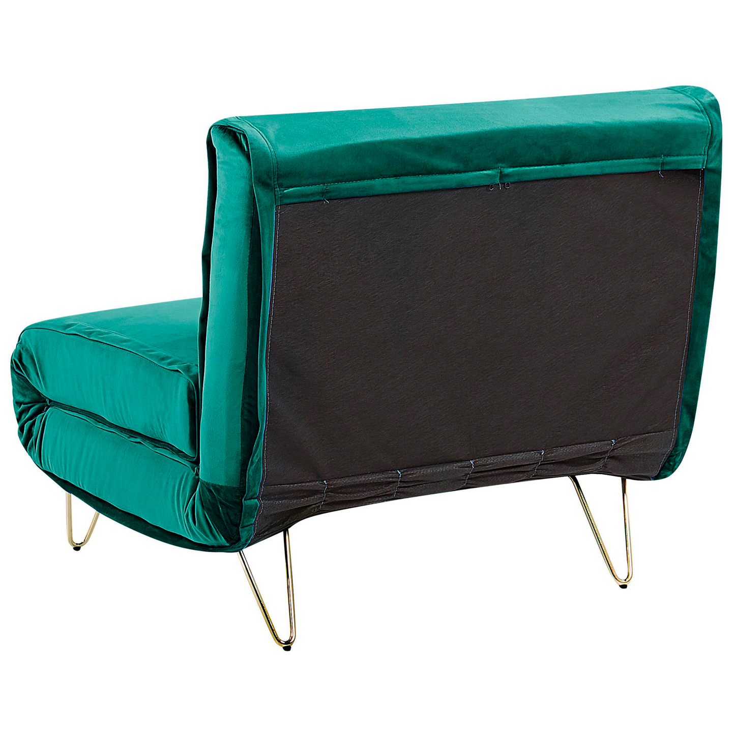 Small Sofa Bed Dark Green Velvet 1 Seater Fold-Out Sleeper Armless With Cushion Metal Gold Legs Glamour Beliani