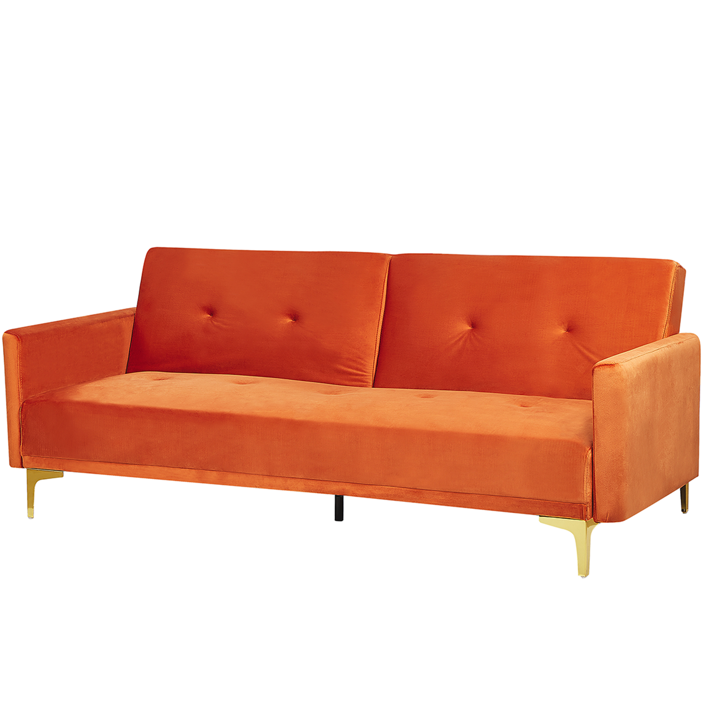 Sofa Bed Orange Velvet 3 Seater Buttoned Seat Click Clack Traditional Living Room Beliani