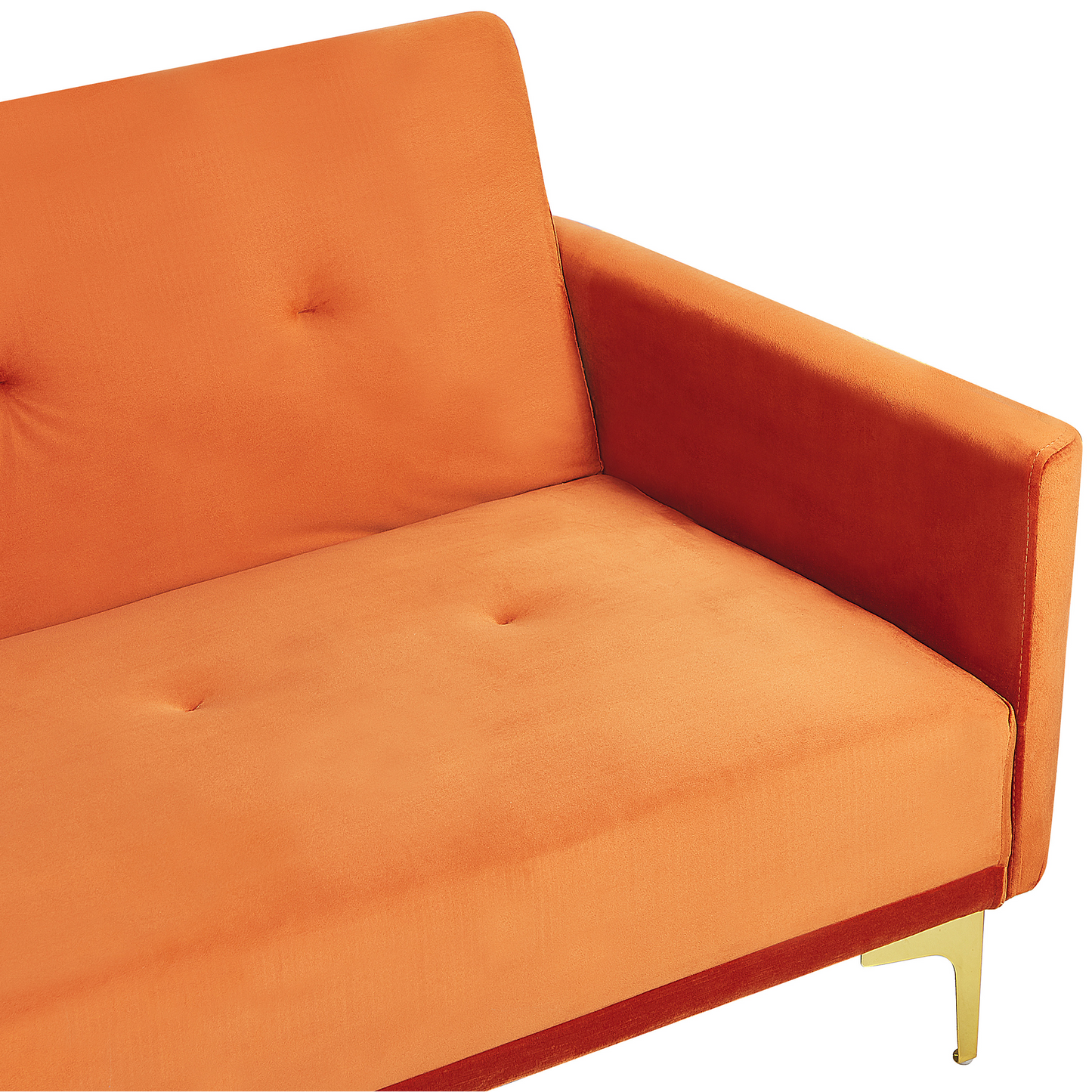 Sofa Bed Orange Velvet 3 Seater Buttoned Seat Click Clack Traditional Living Room Beliani