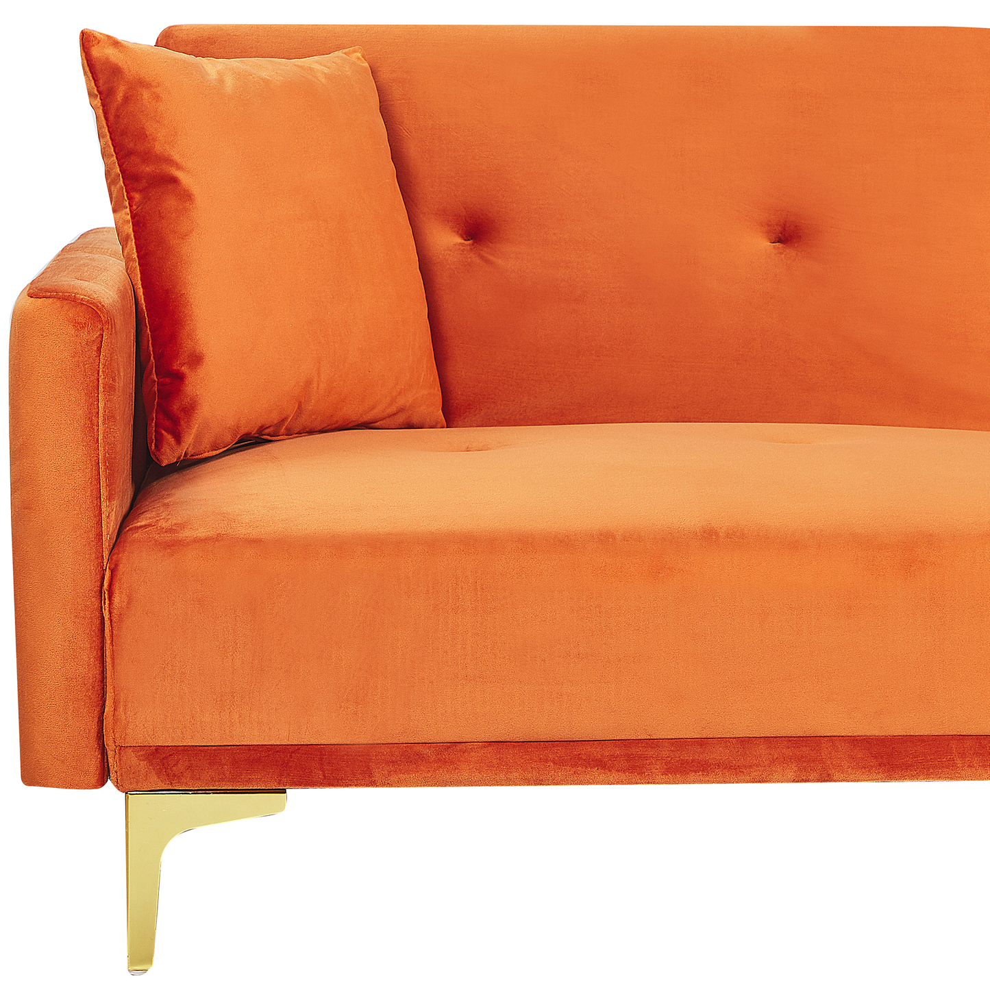 Sofa Bed Orange Velvet 3 Seater Buttoned Seat Click Clack Traditional Living Room Beliani