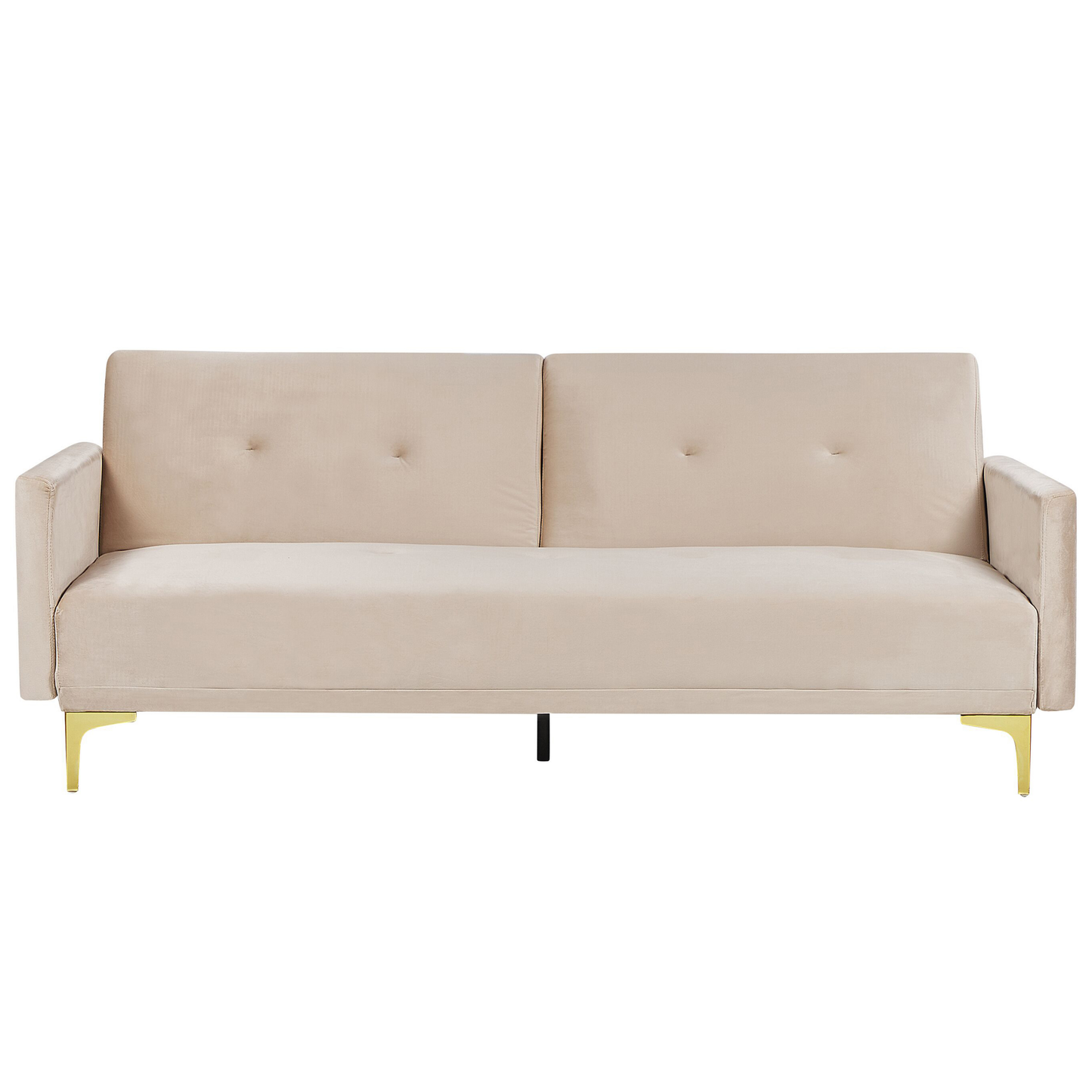 Sofa Bed Beige Velvet 3 Seater Buttoned Seat Click Clack Traditional Living Room Beliani
