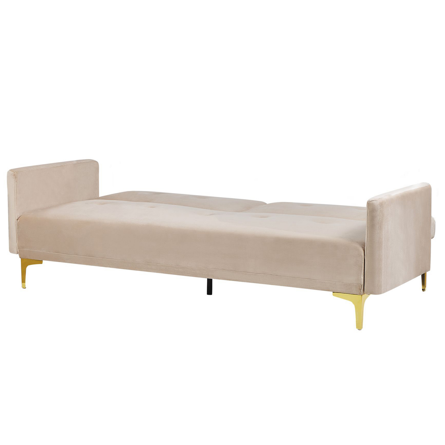 Sofa Bed Beige Velvet 3 Seater Buttoned Seat Click Clack Traditional Living Room Beliani
