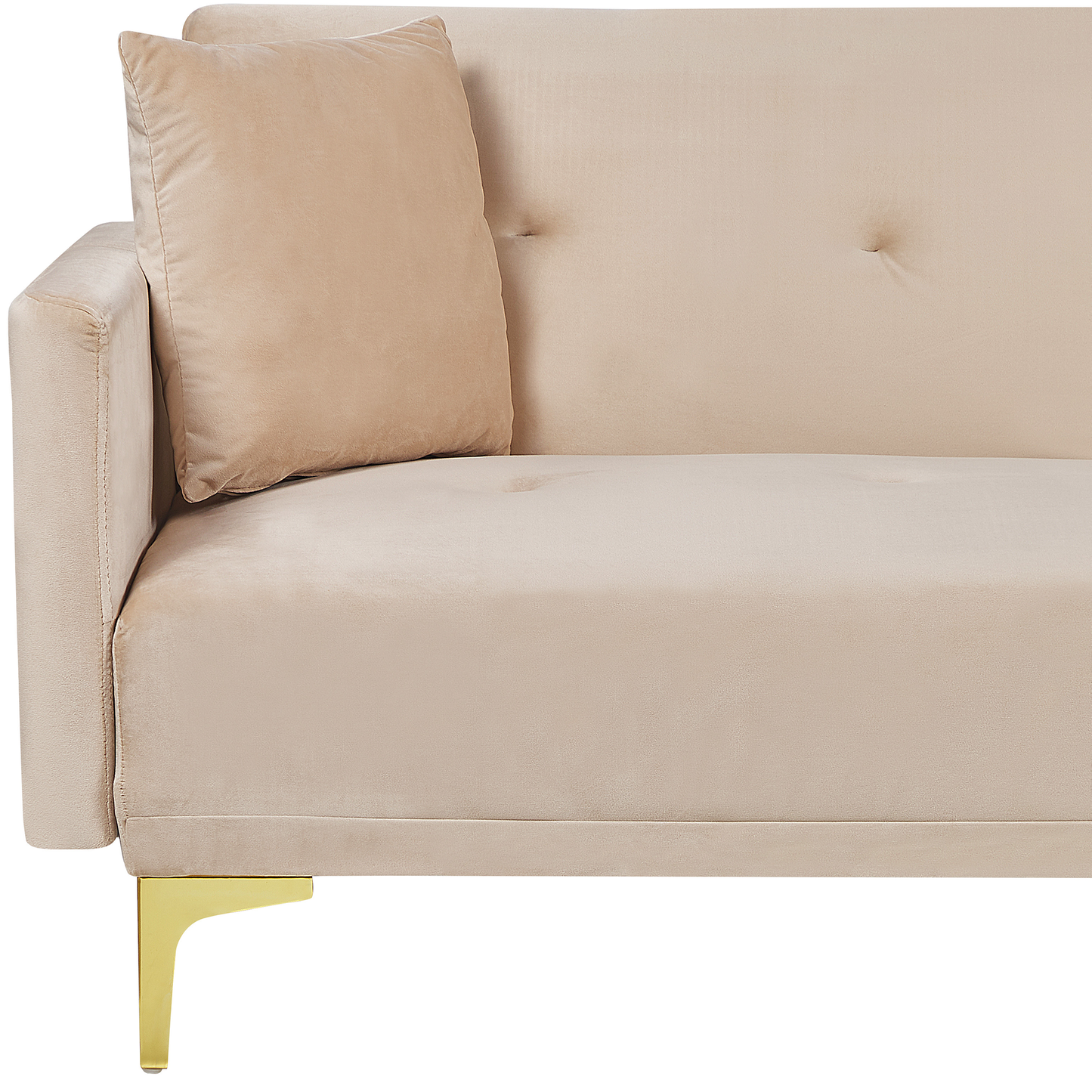 Sofa Bed Beige Velvet 3 Seater Buttoned Seat Click Clack Traditional Living Room Beliani