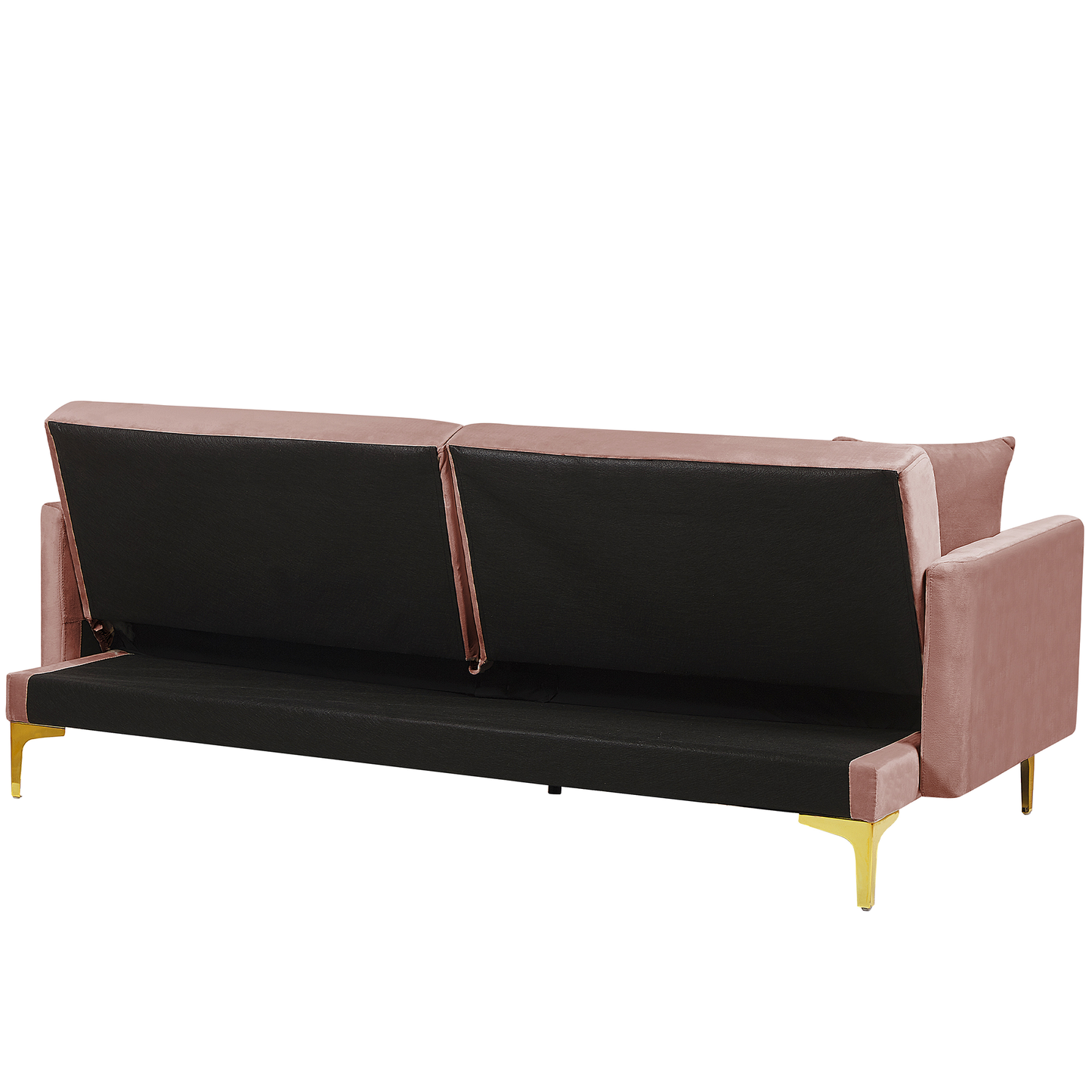 Sofa Bed Pink Velvet 3 Seater Buttoned Seat Click Clack Traditional Living Room Beliani