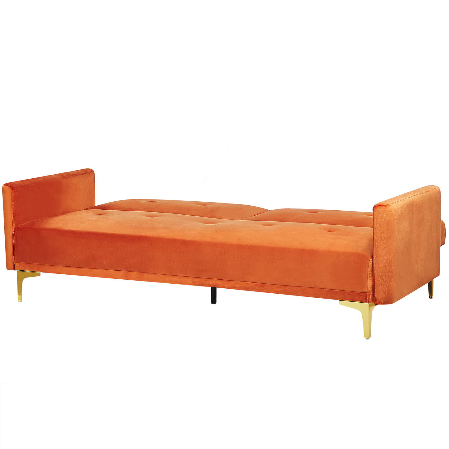 Sofa Bed Orange Velvet 3 Seater Buttoned Seat Click Clack Traditional Living Room Beliani