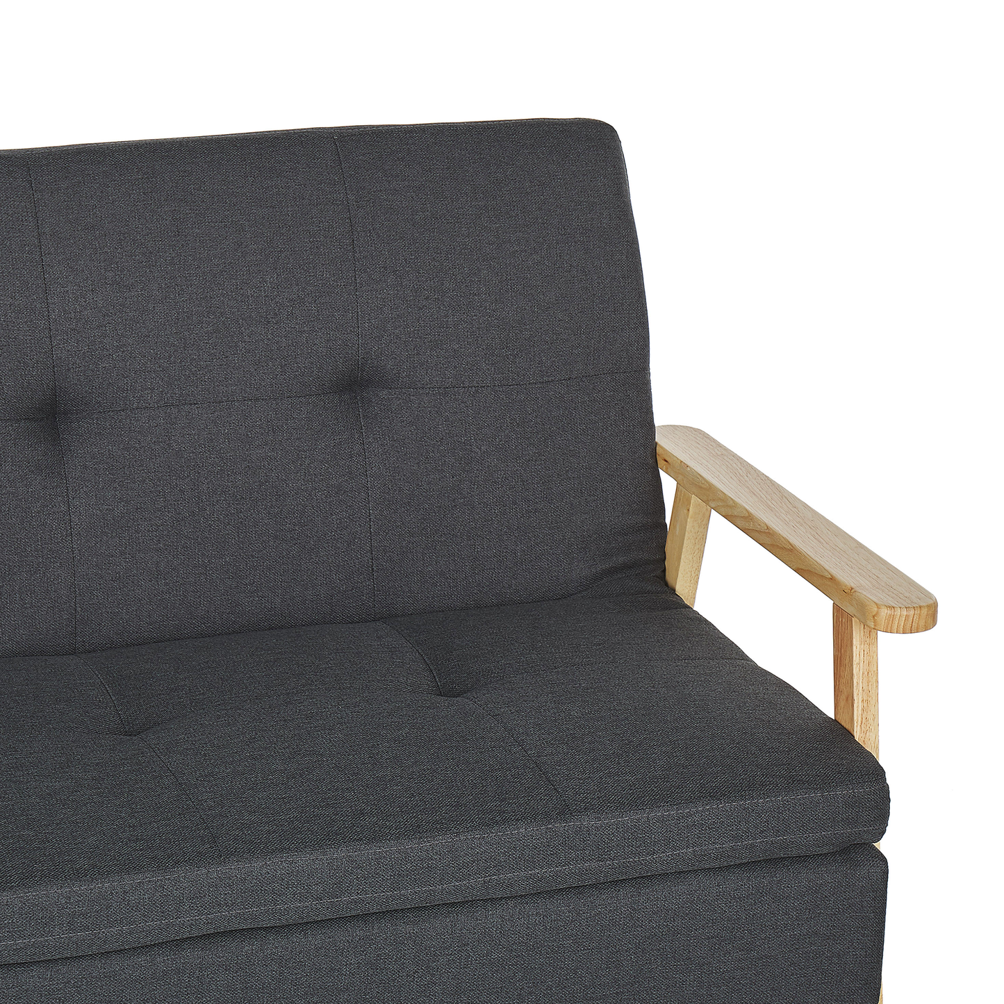Sofa Bed Grey Fabric Upholstered 3 Seater Click Clack Bed Wooden Frame and Armrests Beliani