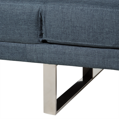 Sofa Bed Dark Blue Fabric Upholstery 4 Seater Click Clack Mechanism Adjustable Armrests Beliani