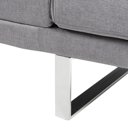 Sofa Bed Grey Fabric Upholstery 3 Seater Click Clack Mechanism Adjustable Armrests Beliani