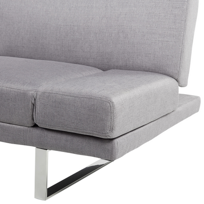 Sofa Bed Grey Fabric Upholstery 3 Seater Click Clack Mechanism Adjustable Armrests Beliani