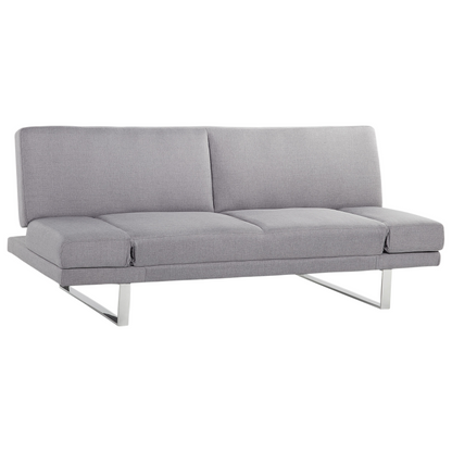 Sofa Bed Grey Fabric Upholstery 3 Seater Click Clack Mechanism Adjustable Armrests Beliani