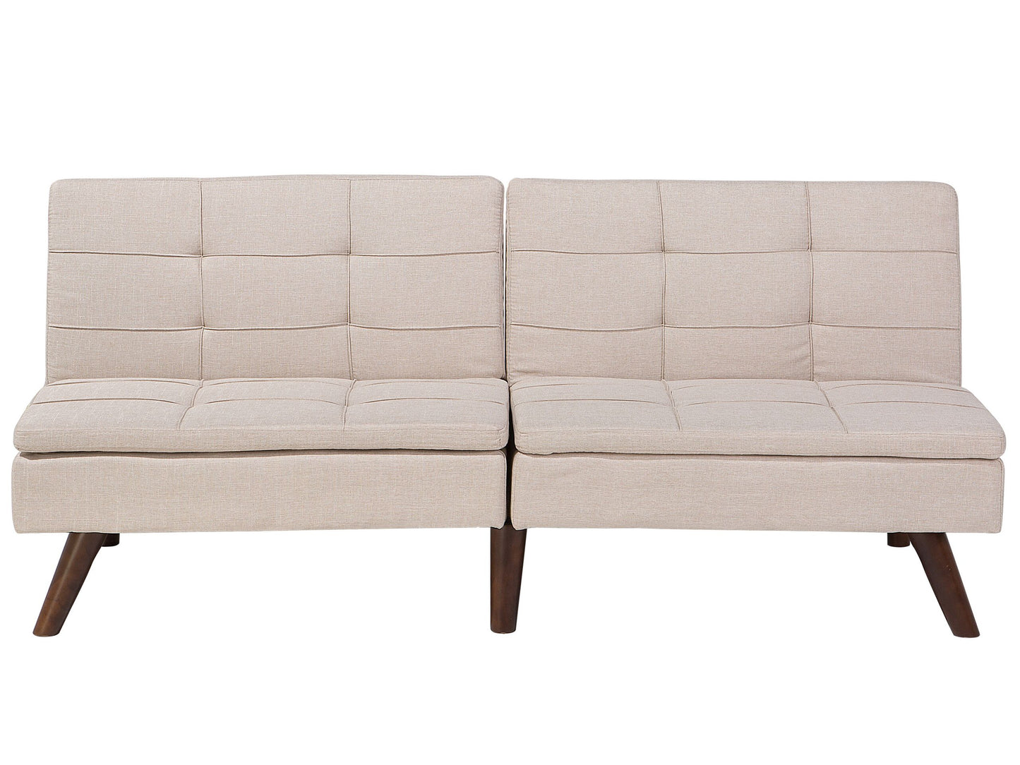 Sofa Bed Light Beige 3-Seater Quilted Upholstery Click Clack Split Back Metal Legs Beliani