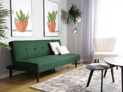 Sofa Bed Dark Green 3 Seater Buttoned Seat Click Clack Beliani