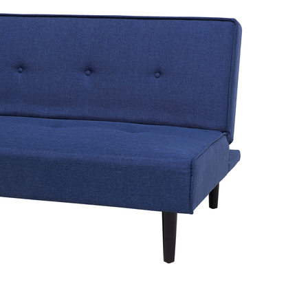Sofa Bed Blue 3 Seater Buttoned Seat Click Clack Beliani