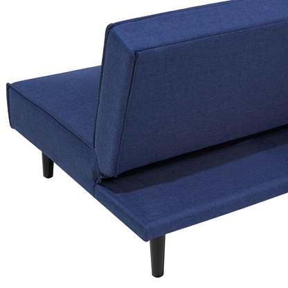 Sofa Bed Blue 3 Seater Buttoned Seat Click Clack Beliani