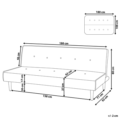Sofa Bed Blue 3 Seater Buttoned Seat Click Clack Beliani