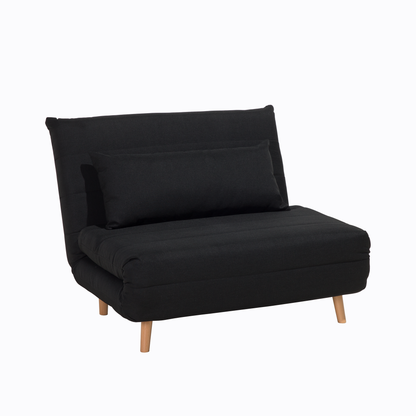 Small Sofa Bed Black Fabric 1 Seater Fold-Out Sleeper Armless Scandinavian Beliani