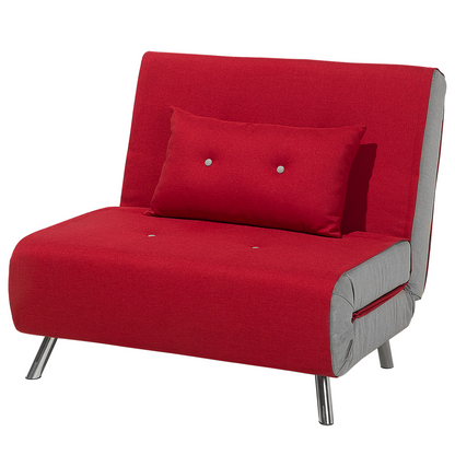 Sofa Bed Red Fabric Upholstery Single Sleeper Fold Out Chair Bed Beliani