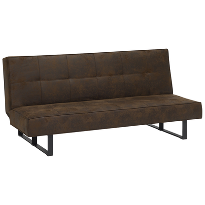Sofa Bed Brown Faux Leather Modern Living Room Convertible 3 Seater Armless Minimalistic Design Beliani