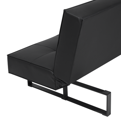 Sofa Bed Black Faux Leather Modern Living Room Convertible 3 Seater Armless Minimalistic Design Beliani