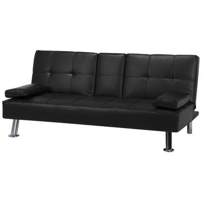 Sofa Bed Black 3 Seater Drop Down Table Click Clack Beliani