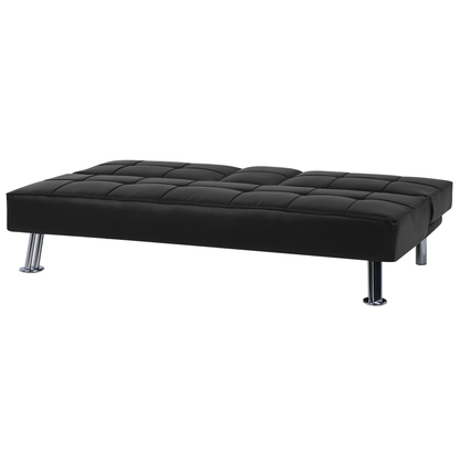Sofa Bed Black 3 Seater Drop Down Table Click Clack Beliani