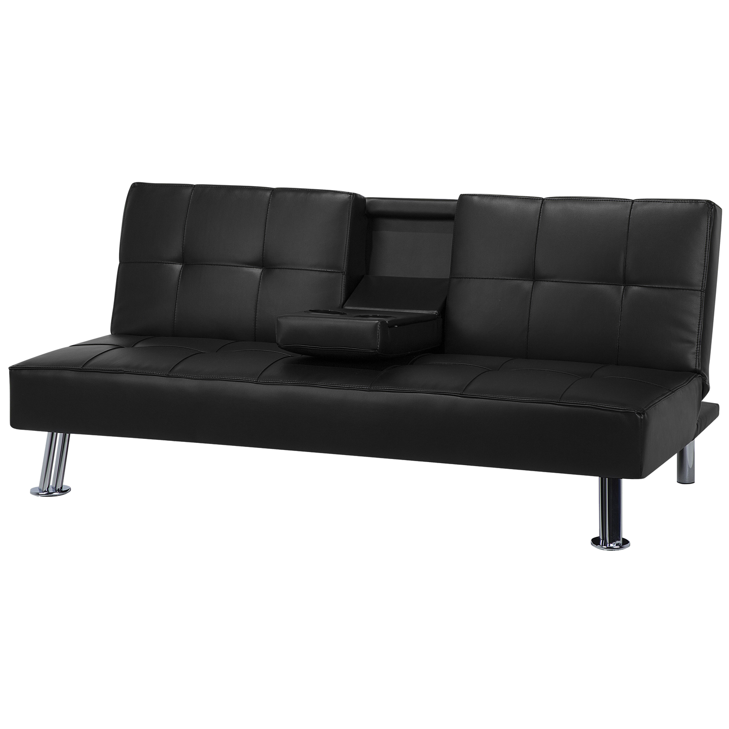 Sofa Bed Black 3 Seater Drop Down Table Click Clack Beliani