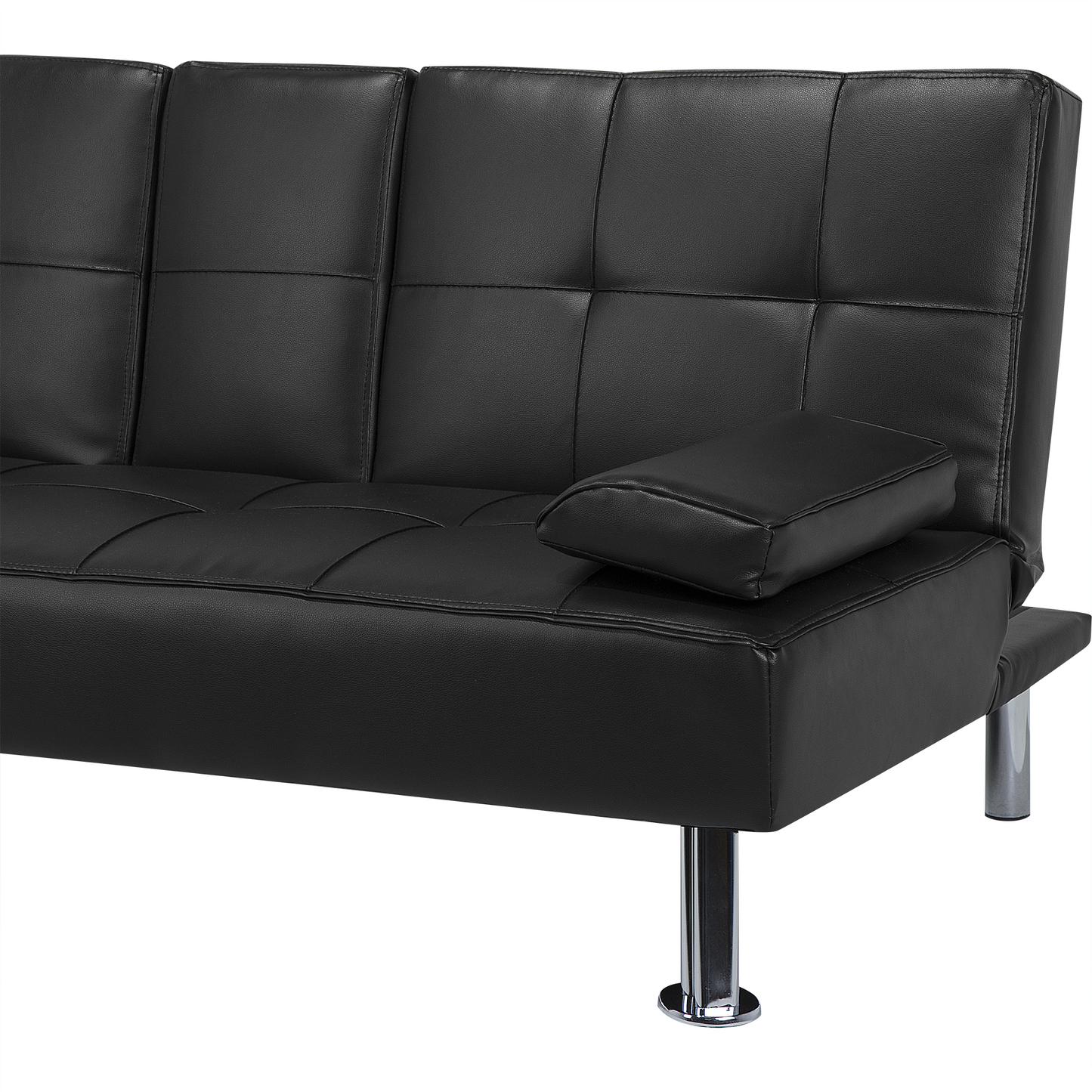 Sofa Bed Black 3 Seater Drop Down Table Click Clack Beliani