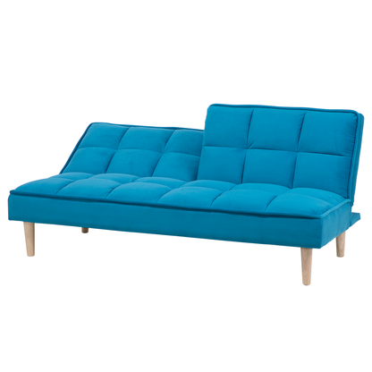 Sofa Bed Blue 3 Seater Reclining Back Quilted Beliani