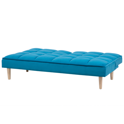 Sofa Bed Blue 3 Seater Reclining Back Quilted Beliani