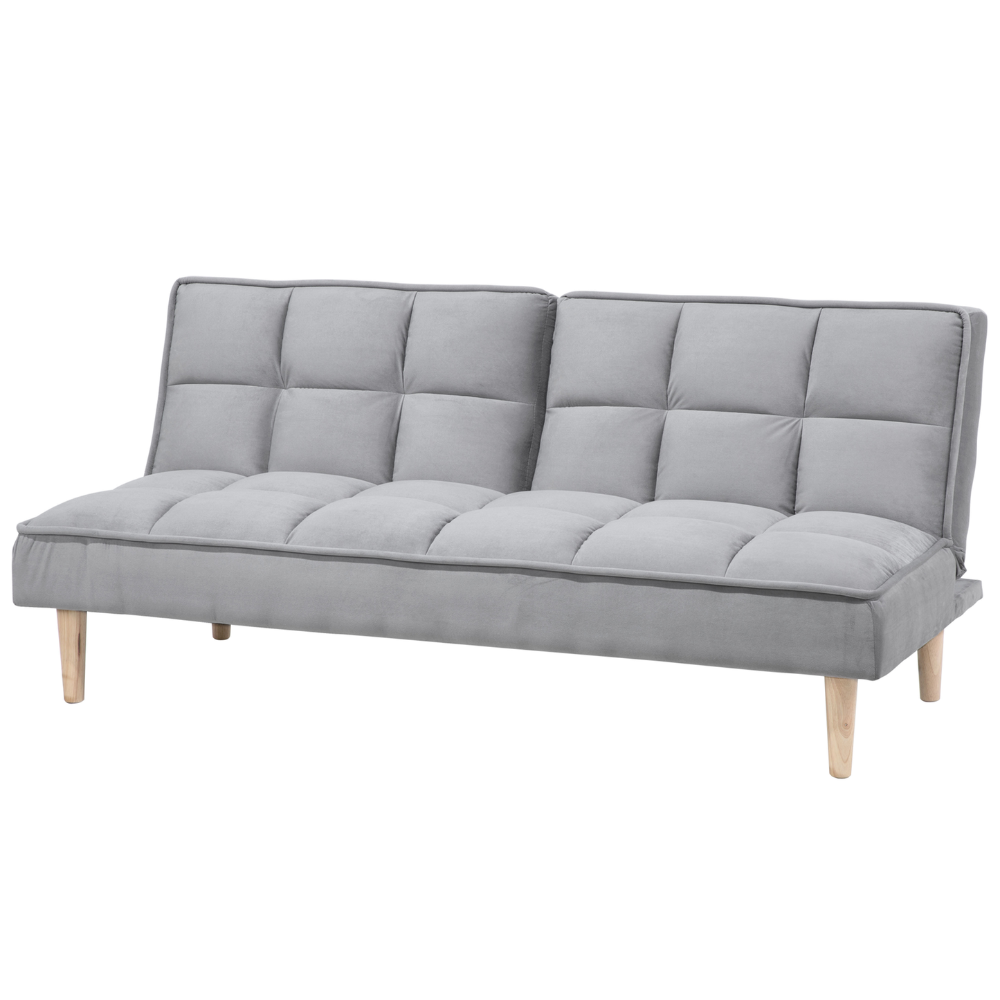 Sofa Bed Light Grey 3 Seater Reclining Back Quilted Beliani