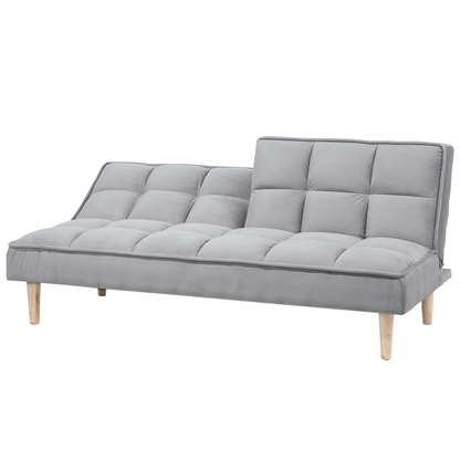 Sofa Bed Light Grey 3 Seater Reclining Back Quilted Beliani