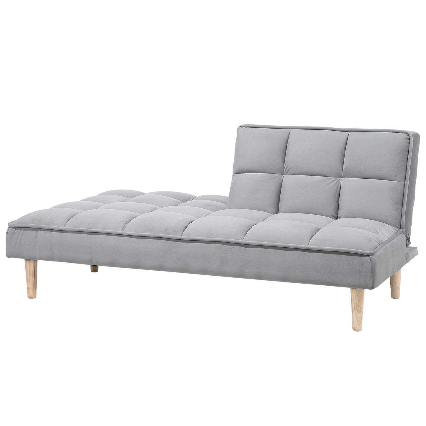 Sofa Bed Light Grey 3 Seater Reclining Back Quilted Beliani
