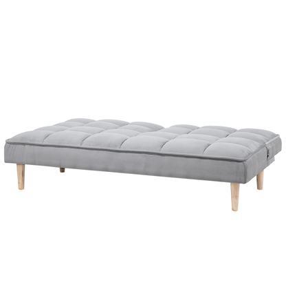 Sofa Bed Light Grey 3 Seater Reclining Back Quilted Beliani