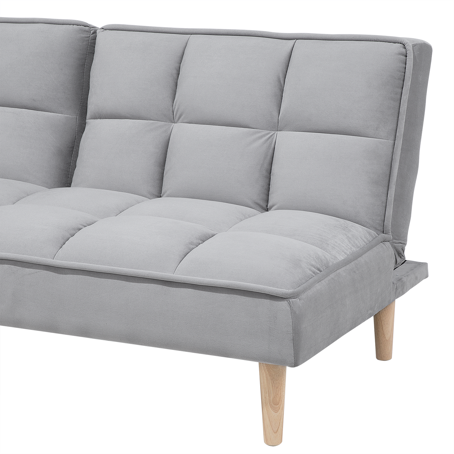 Sofa Bed Light Grey 3 Seater Reclining Back Quilted Beliani
