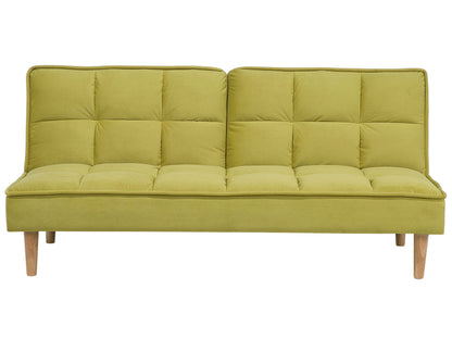 Sofa Bed Green 3 Seater Reclining Back Quilted Beliani