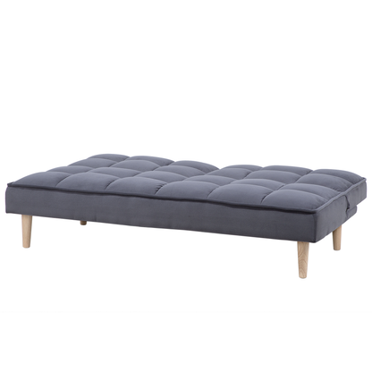 Sofa Bed Dark Grey 3 Seater Reclining Back Quilted Beliani