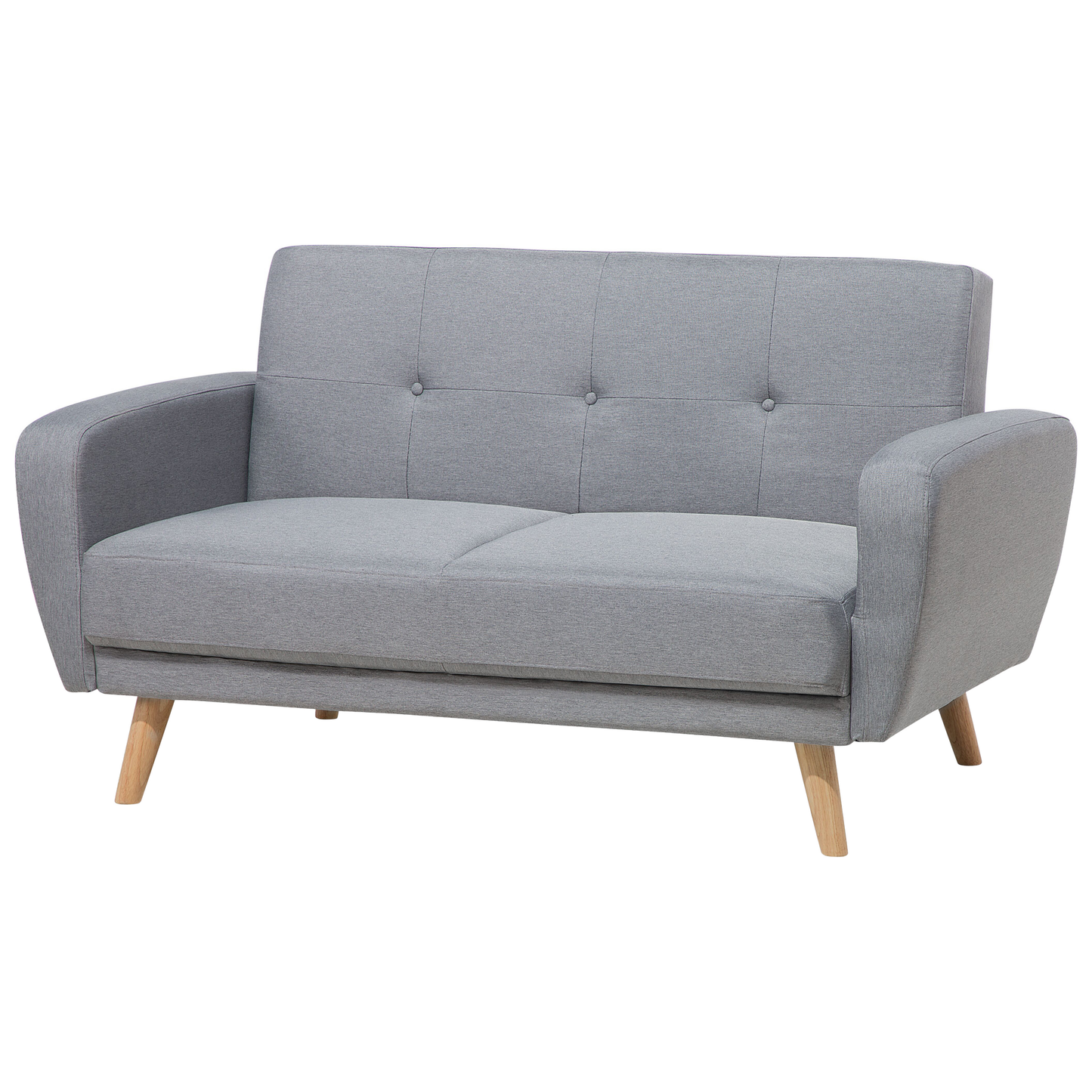 Sofa Bed Grey Fabric Upholstered 2 Seater Convertible Wooden Legs Modern Minimalistic Living Room Beliani