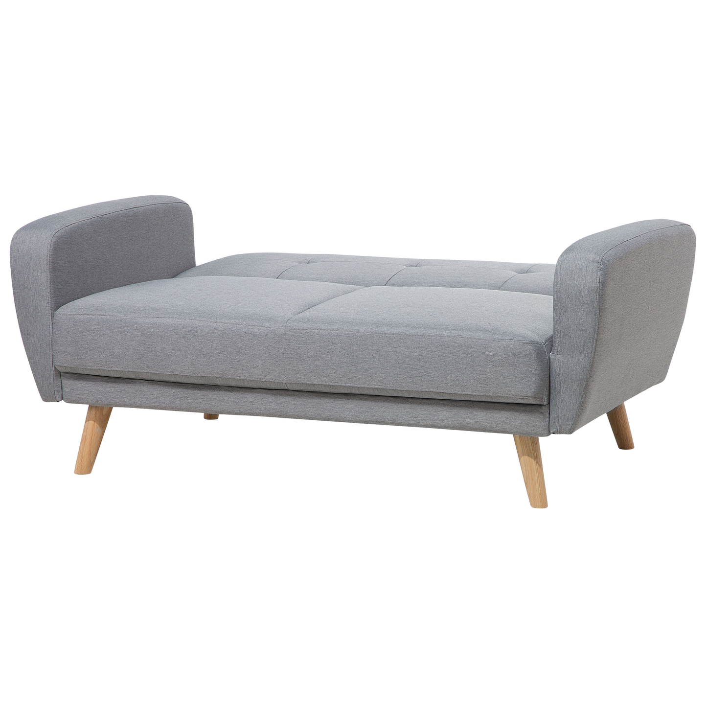 Sofa Bed Grey Fabric Upholstered 2 Seater Convertible Wooden Legs Modern Minimalistic Living Room Beliani