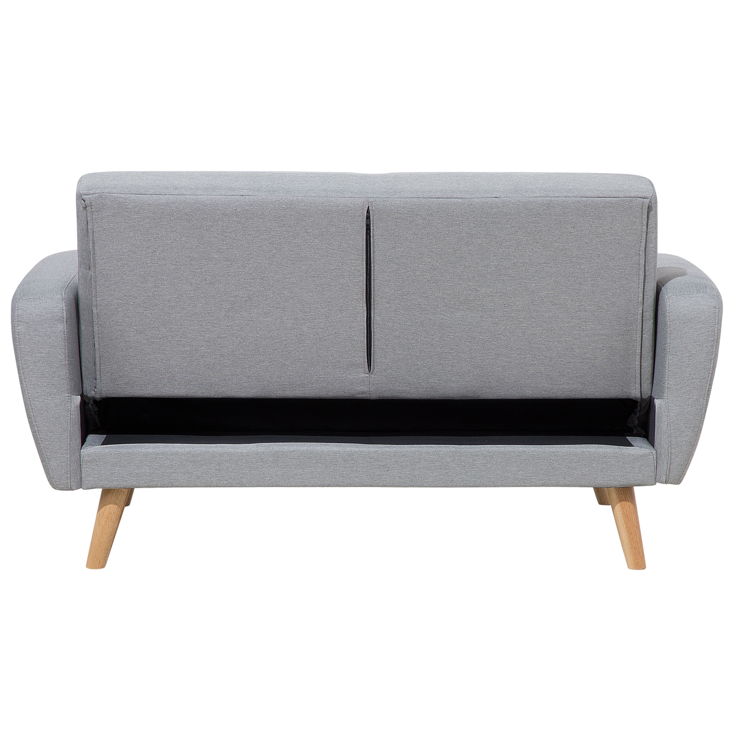 Sofa Bed Grey Fabric Upholstered 2 Seater Convertible Wooden Legs Modern Minimalistic Living Room Beliani