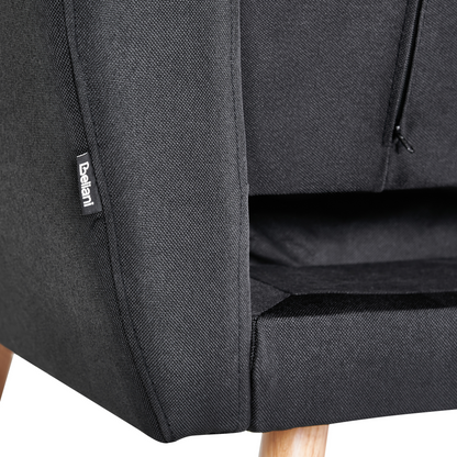 Sofa Bed Black Fabric Upholstered 3 Seater Convertible Wooden Legs Modern Minimalistic Living Room Beliani