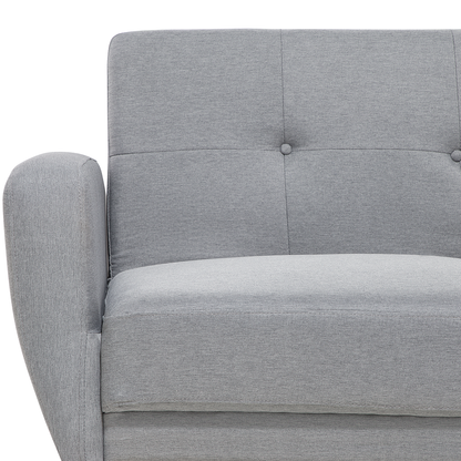 Sofa Bed Grey Fabric Upholstered 3 Seater Convertible Wooden Legs Modern Minimalistic Living Room Beliani
