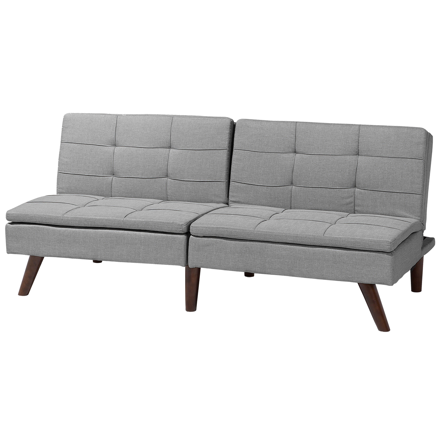 Sofa Bed Grey 3-Seater Quilted Upholstery Click Clack Split Back Metal Legs Beliani